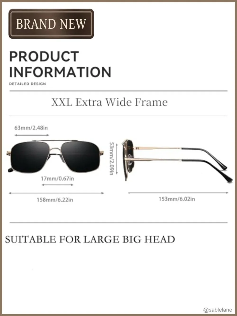 XXL Aviator Sunglasses for Men Extra Wide Frame 158mm Polarized Oversized Shades